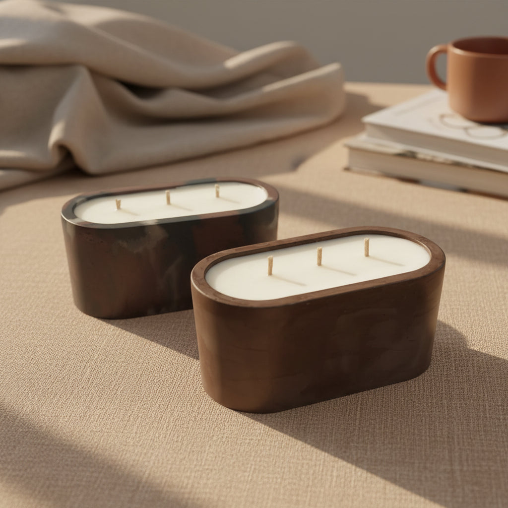 13.5 oz Candle🕯️in our Oval Concrete Container