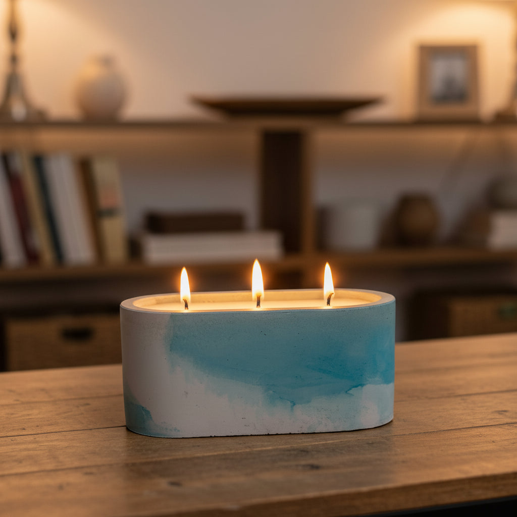 13.5 oz Candle🕯️in our Oval Concrete Container